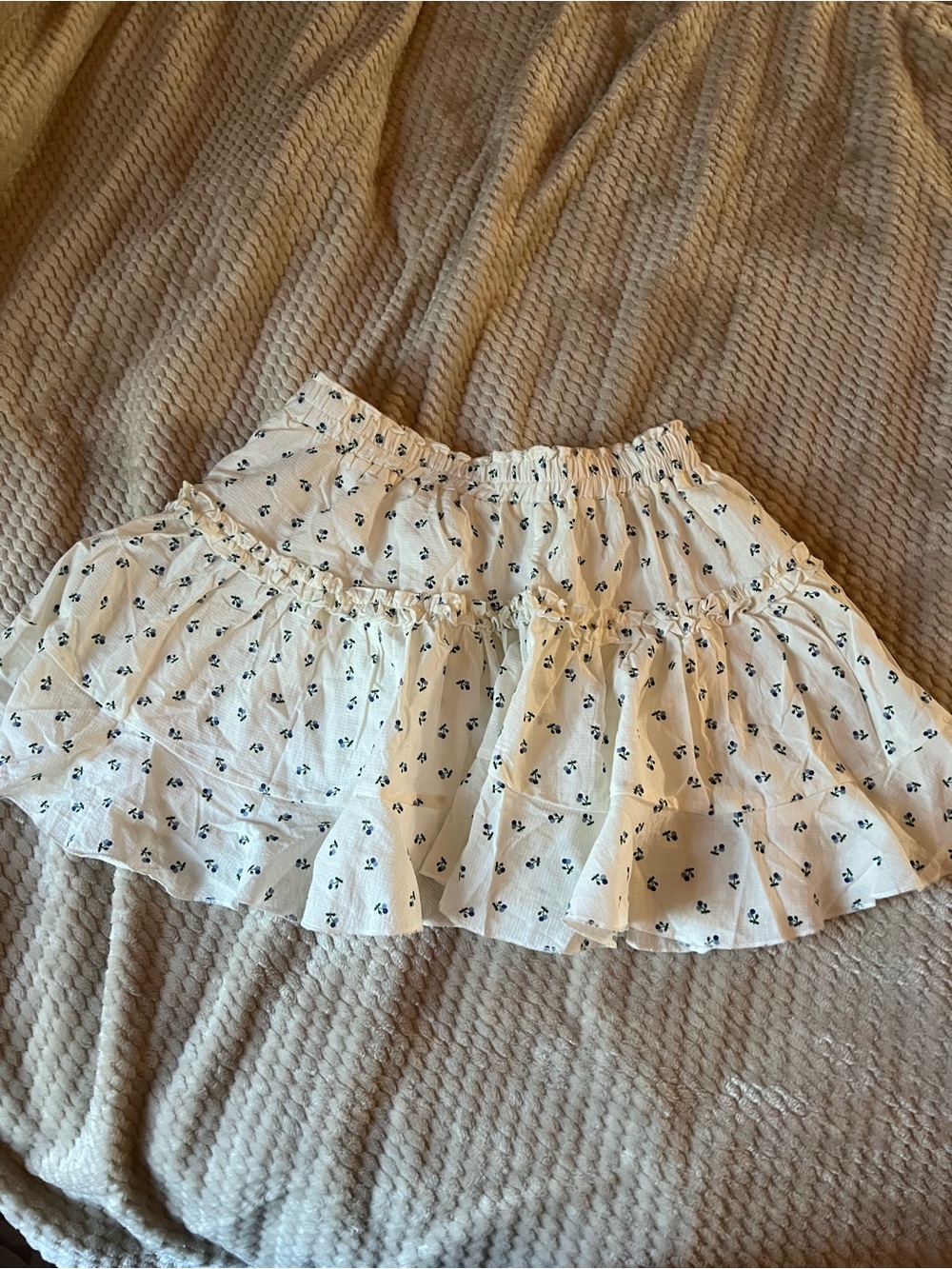 HYFVE White Mini Skirt with Navy Floral Print